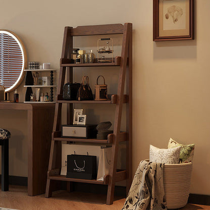 Modern Minimalist Rectangular Ladder Pine Wood Display Rack 4-Tier For Living Room