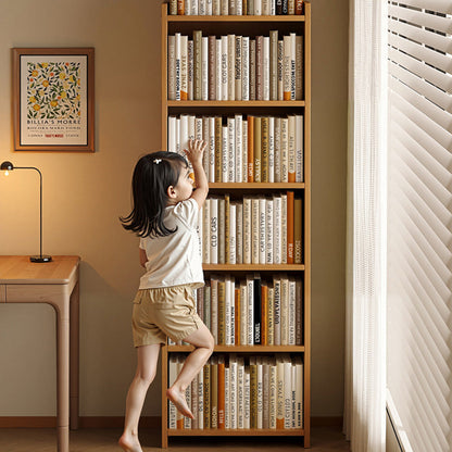 Modern Minimalist Rectangular Nanmu Bamboo Medium Density Fiberboard Bookshelves 3/4/5/6 Tier For Home Office
