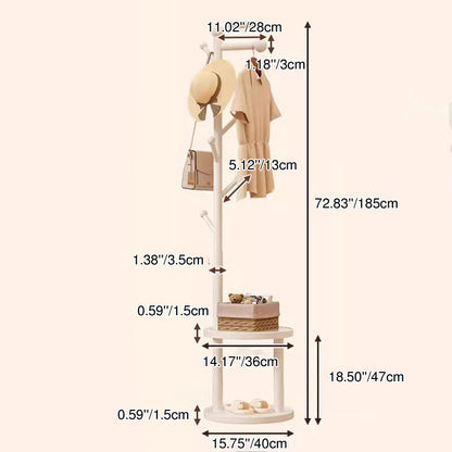 Modern Minimalist Tree-Shaped Cylindrical Round Pine Wood Medium Density Fiberboard Hall Tree For Bedroom & Entryways