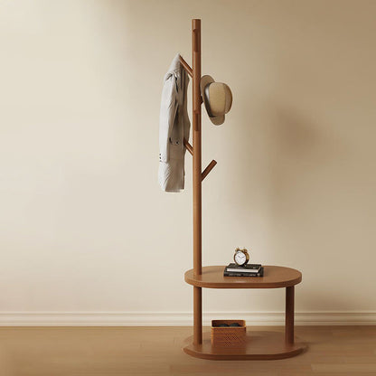 Modern Minimalist Tree-Shaped Cylindrical Round Pine Wood Medium Density Fiberboard Hall Tree For Bedroom & Entryways