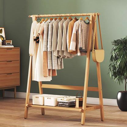 Contemporary Scandinavian Rectangular Triangle Nan Bamboo Hall Tree 1/2 Tier For Bedroom & Entryways
