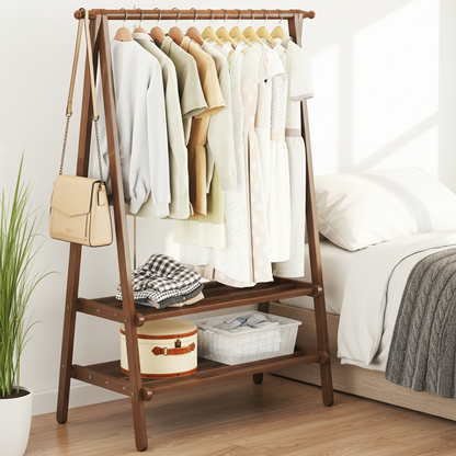 Contemporary Scandinavian Rectangular Triangle Nan Bamboo Hall Tree 1/2 Tier For Bedroom & Entryways