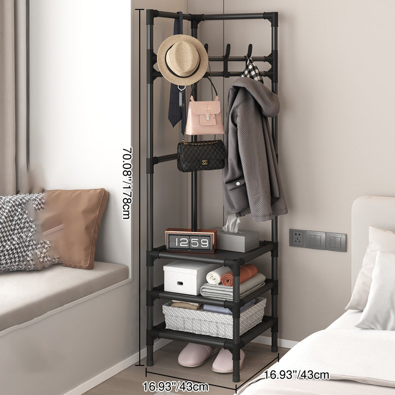 Modern Minimalist Rectangular Steel Corner Shelf Unit Hall Tree 2/3 Tier For Bedroom & Entryways