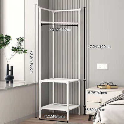 Modern Minimalist Rectangular Steel Corner Shelf Unit Hall Tree 2/3 Tier For Bedroom & Entryways