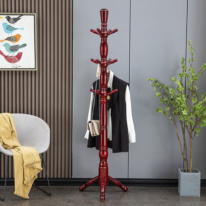 Traditional Chinese Cylindrical Triangular White Ash Solid Wood Hall Tree For Bedroom & Entryways