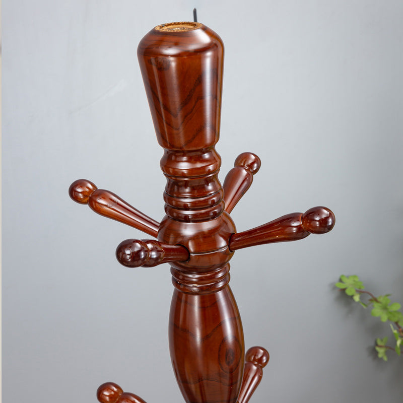 Traditional Chinese Cylindrical Triangular White Ash Solid Wood Hall Tree For Bedroom & Entryways