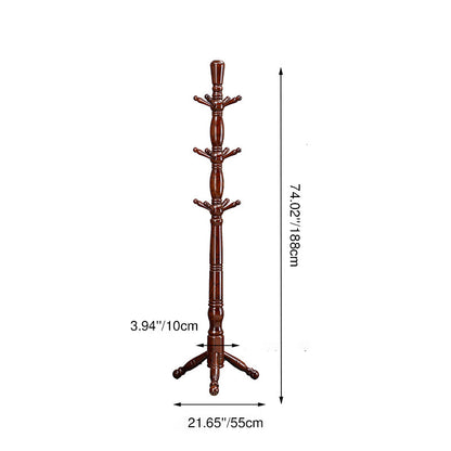 Traditional Chinese Cylindrical Triangular White Ash Solid Wood Hall Tree For Bedroom & Entryways