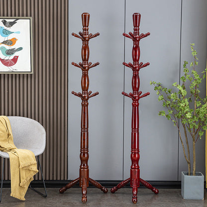Traditional Chinese Cylindrical Triangular White Ash Solid Wood Hall Tree For Bedroom & Entryways