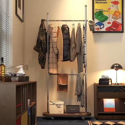 Modern Minimalist Rectangular Carbon Steel Medium Density Fiberboard Movable Hall Tree For Bedroom & Entryways