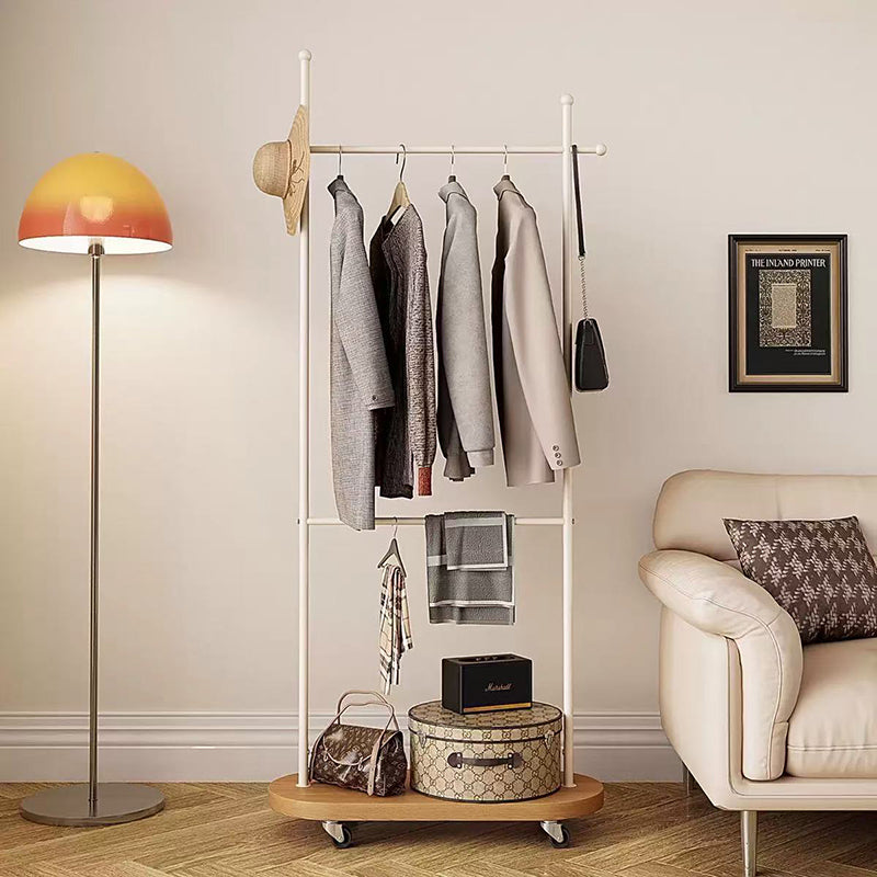 Modern Minimalist Rectangular Carbon Steel Medium Density Fiberboard Movable Hall Tree For Bedroom & Entryways