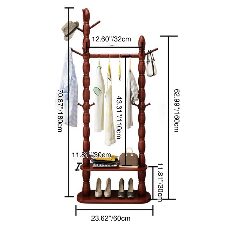 Contemporary Nordic Cylindrical Rectangular Solid Wood Resin Medium Density Fiberboard Hall Tree 2/3 Tier For Bedroom & Entryways
