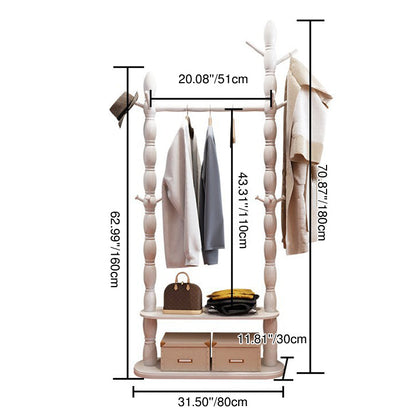 Contemporary Nordic Cylindrical Rectangular Solid Wood Resin Medium Density Fiberboard Hall Tree 2/3 Tier For Bedroom & Entryways