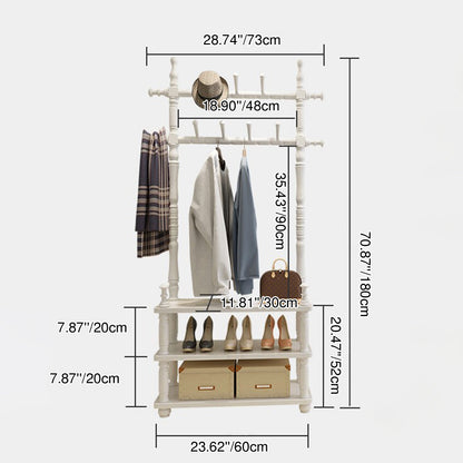 Contemporary Nordic Cylindrical Rectangular Solid Wood Resin Medium Density Fiberboard Hall Tree 2/3 Tier For Bedroom & Entryways