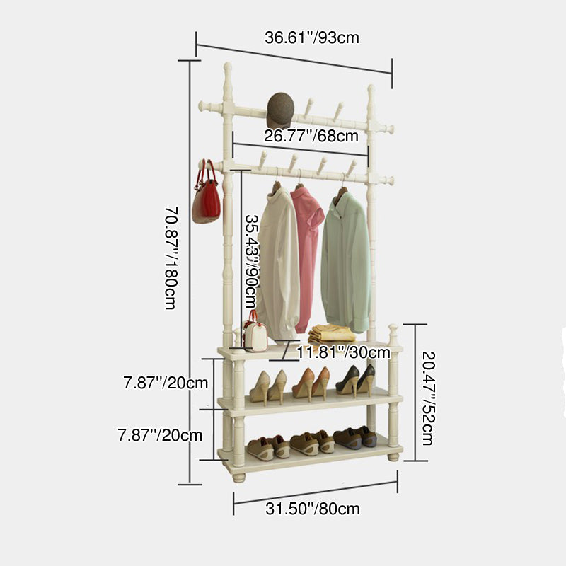 Contemporary Nordic Cylindrical Rectangular Solid Wood Resin Medium Density Fiberboard Hall Tree 2/3 Tier For Bedroom & Entryways