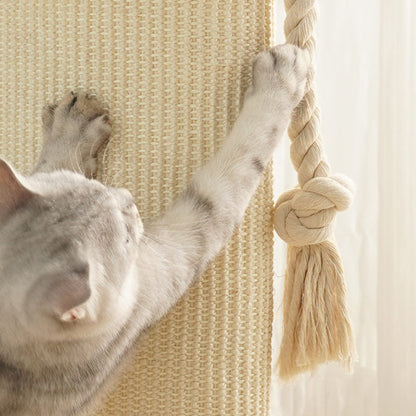 Modern Minimalist Roman Cylindrical Solid Wood Sisal Rope Cat Tower For Bedroom