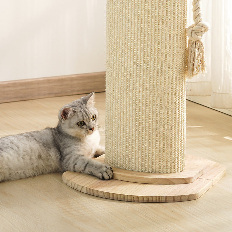 Modern Minimalist Roman Cylindrical Solid Wood Sisal Rope Cat Tower For Bedroom