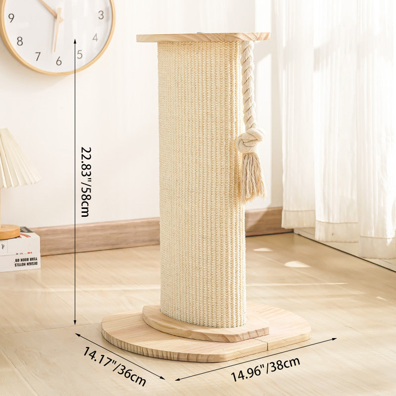 Modern Minimalist Roman Cylindrical Solid Wood Sisal Rope Cat Tower For Bedroom