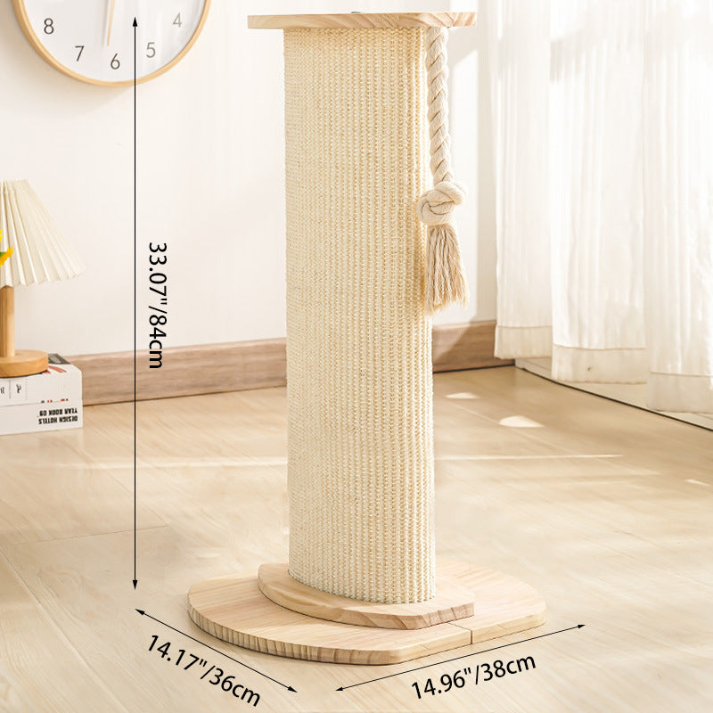 Modern Minimalist Roman Cylindrical Solid Wood Sisal Rope Cat Tower For Bedroom