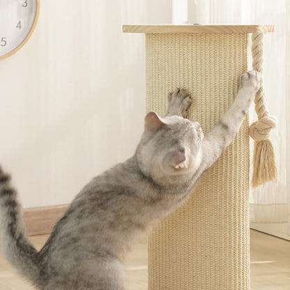 Modern Minimalist Roman Cylindrical Solid Wood Sisal Rope Cat Tower For Bedroom