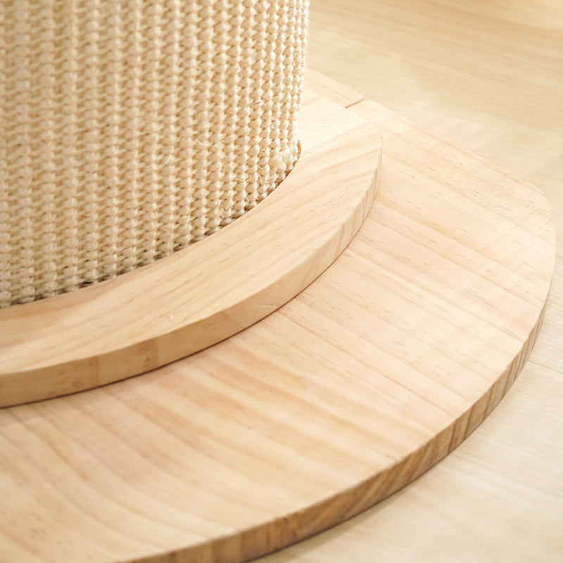 Modern Minimalist Roman Cylindrical Solid Wood Sisal Rope Cat Tower For Bedroom