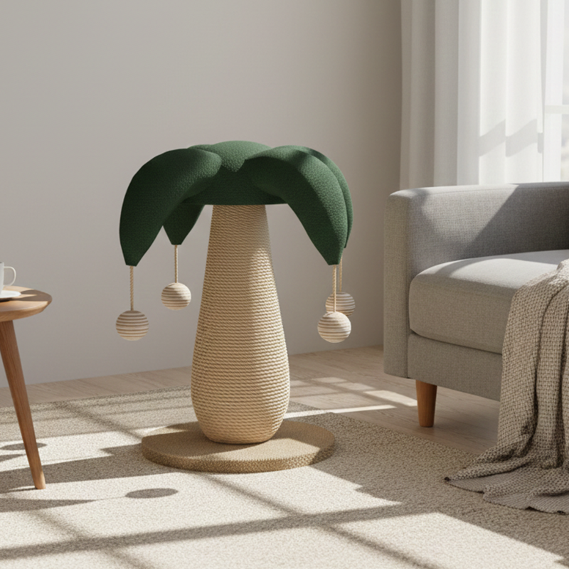 Contemporary Creative Cylindrical Mushroom-Shaped Clown Hat Medium Density Fiberboard Hemp Rope Cat Tower For Bedroom