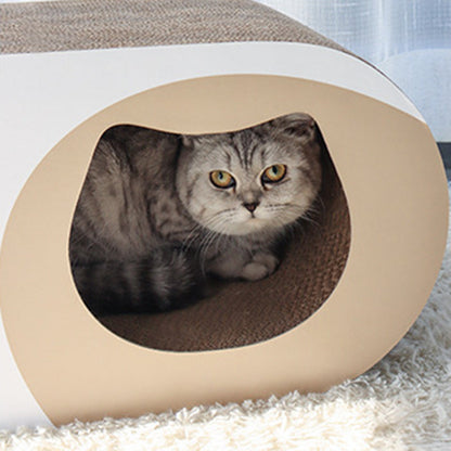Contemporary Creative Oval Tunnel Corrugated Cardboard Cat Scratcher & Cat Bed For Bedroom