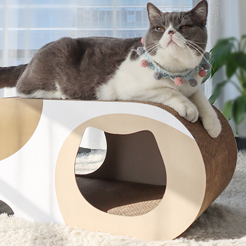 Contemporary Creative Oval Tunnel Corrugated Cardboard Cat Scratcher & Cat Bed For Bedroom