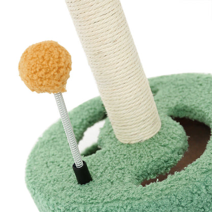 Contemporary Creative Floral-Shaped Cylindrical Particleboard Sisal Rope Teddy Plush Rotatable Cat Tree For Bedroom