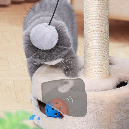 Contemporary Creative Floral-Shaped Cylindrical Particleboard Sisal Rope Teddy Plush Rotatable Cat Tree For Bedroom