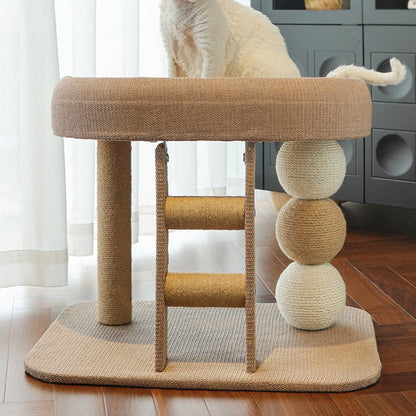 Contemporary Creative Rectangular Ladder Spherical Cylindrical Medium Density Fiberboard Hemp Rope Hemp Fabric Cooling Mat Cat Tree For Bedroom
