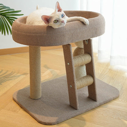 Contemporary Creative Rectangular Ladder Spherical Cylindrical Medium Density Fiberboard Hemp Rope Hemp Fabric Cooling Mat Cat Tree For Bedroom