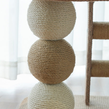 Contemporary Creative Rectangular Ladder Spherical Cylindrical Medium Density Fiberboard Hemp Rope Hemp Fabric Cooling Mat Cat Tree For Bedroom