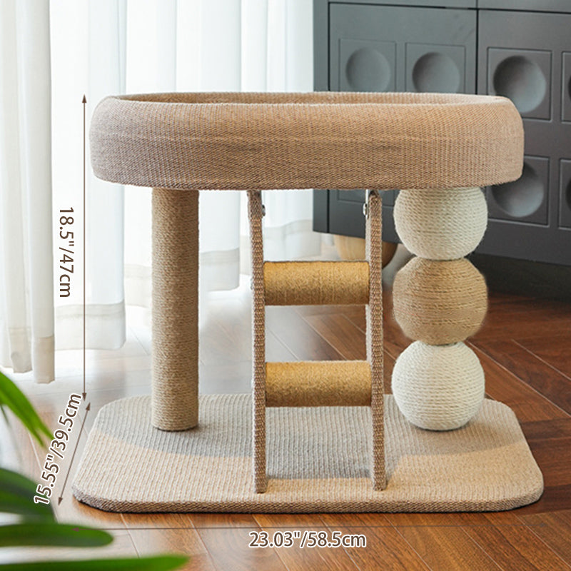 Contemporary Creative Rectangular Ladder Spherical Cylindrical Medium Density Fiberboard Hemp Rope Hemp Fabric Cooling Mat Cat Tree For Bedroom