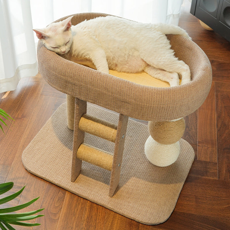 Contemporary Creative Rectangular Ladder Spherical Cylindrical Medium Density Fiberboard Hemp Rope Hemp Fabric Cooling Mat Cat Tree For Bedroom