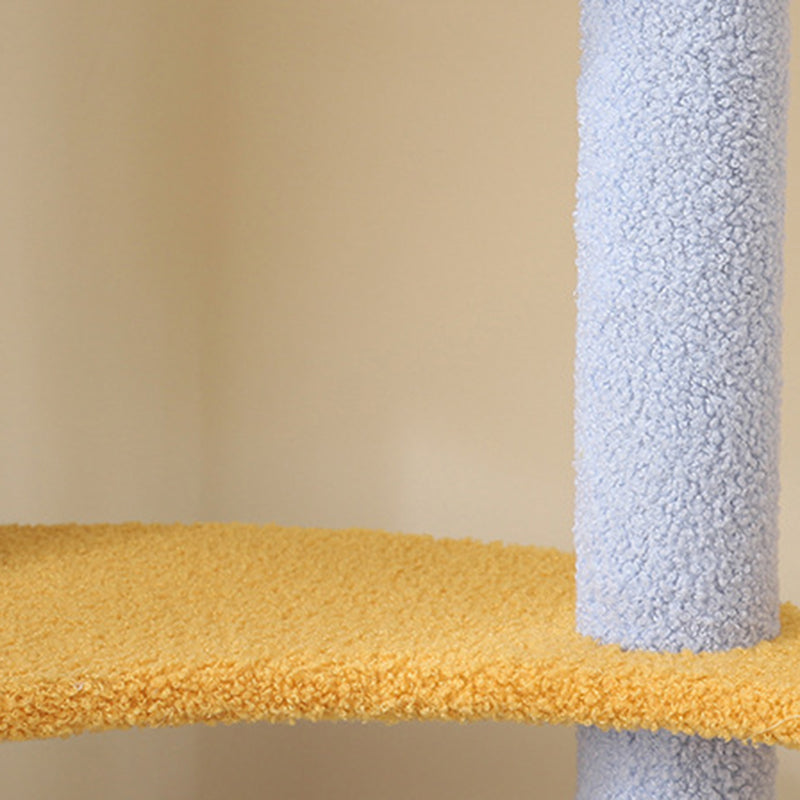 Contemporary Creative Cylindrical Star & Moon Design Teddy Plush Medium Density Fiberboard Hemp Rope Cat Tree For Bedroom