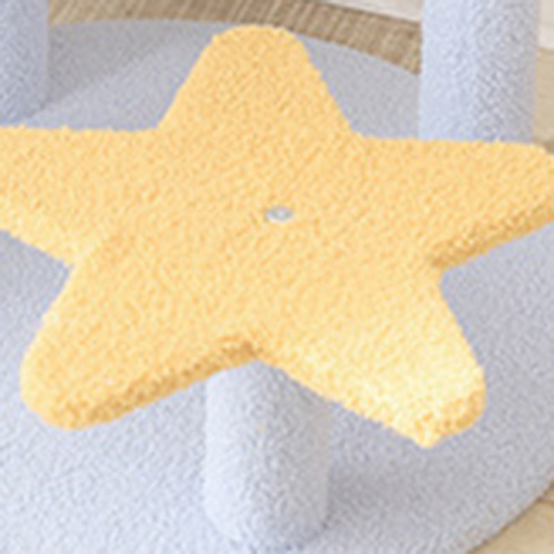 Contemporary Creative Cylindrical Star & Moon Design Teddy Plush Medium Density Fiberboard Hemp Rope Cat Tree For Bedroom