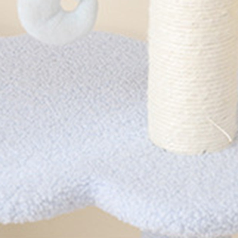 Contemporary Creative Cylindrical Star & Moon Design Teddy Plush Medium Density Fiberboard Hemp Rope Cat Tree For Bedroom