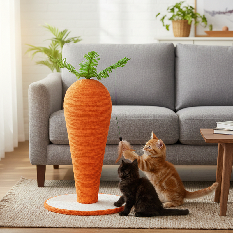 Contemporary Creative Cylindrical Carrot-Shaped Sisal Rope Cat Tree Cat Tower For Bedroom