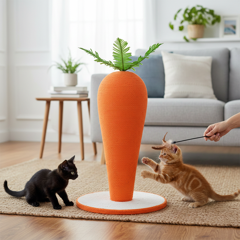 Contemporary Creative Cylindrical Carrot-Shaped Sisal Rope Cat Tree Cat Tower For Bedroom