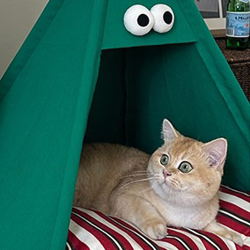 Contemporary Creative Triangle Washed Cotton Crystal Velvet North Island Velvet Non-Slip Fabric Solid Wood Pet Dog Bed Cat Bed For Bedroom