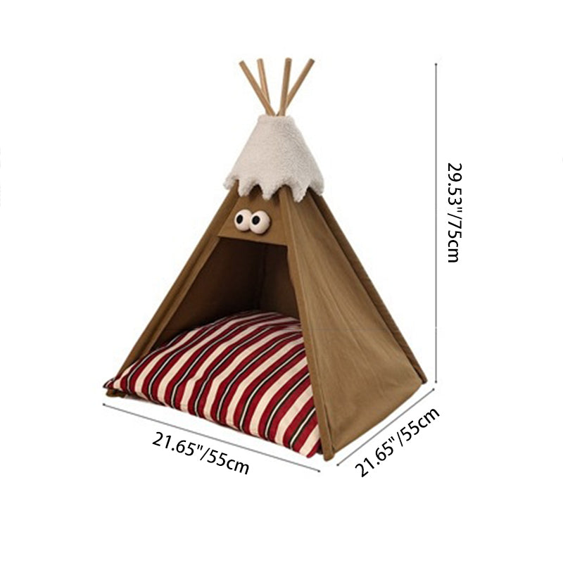Contemporary Creative Triangle Washed Cotton Crystal Velvet North Island Velvet Non-Slip Fabric Solid Wood Pet Dog Bed Cat Bed For Bedroom