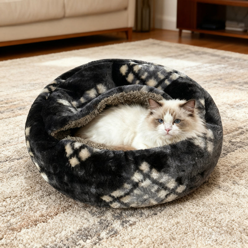 Contemporary Creative Round Arctic Fleece Long-Pile Plush Sherpa Fabric PP Cotton Colorful Warmth Pet Cat Bed Dog Bed For Bedroom