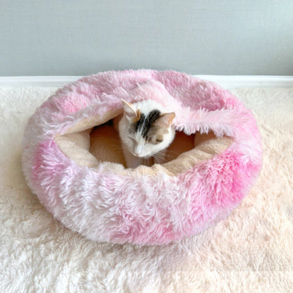 Contemporary Creative Round Arctic Fleece Long-Pile Plush Sherpa Fabric PP Cotton Colorful Warmth Pet Cat Bed Dog Bed For Bedroom