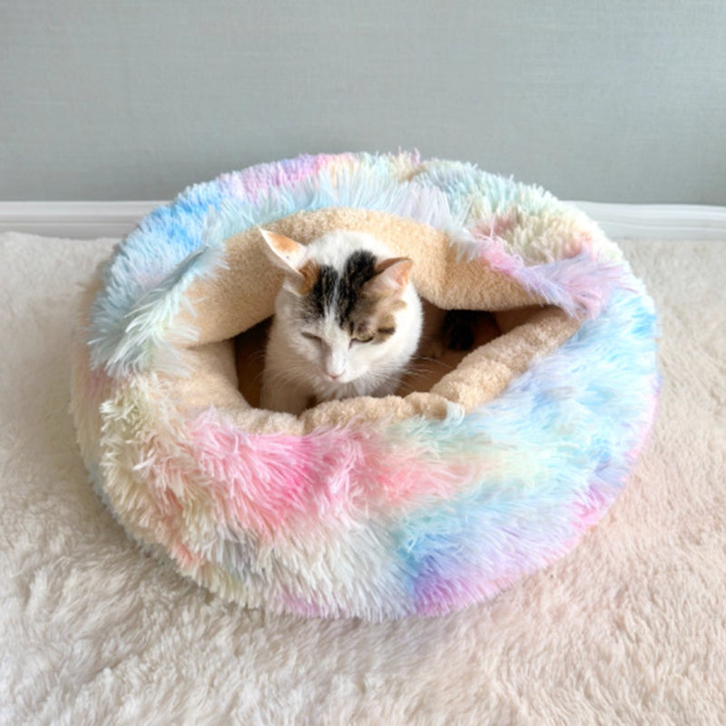Contemporary Creative Round Arctic Fleece Long-Pile Plush Sherpa Fabric PP Cotton Colorful Warmth Pet Cat Bed Dog Bed For Bedroom