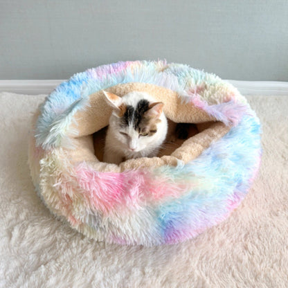 Contemporary Creative Round Arctic Fleece Long-Pile Plush Sherpa Fabric PP Cotton Colorful Warmth Pet Cat Bed Dog Bed For Bedroom