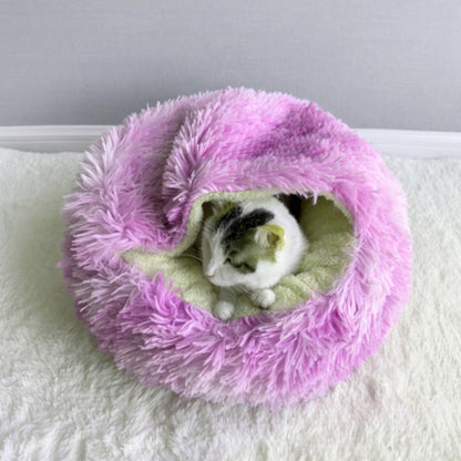 Contemporary Creative Round Arctic Fleece Long-Pile Plush Sherpa Fabric PP Cotton Colorful Warmth Pet Cat Bed Dog Bed For Bedroom