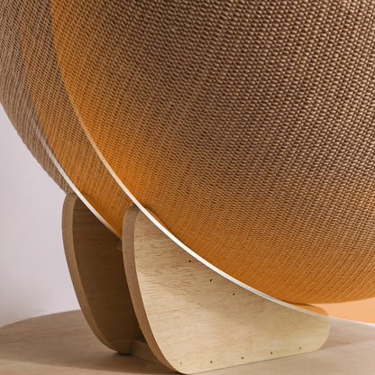 Contemporary Nordic Tilted Round Eggshell Medium Density Fiberboard Hemp Rope Hemp Fabric Cat Bed For Bedroom