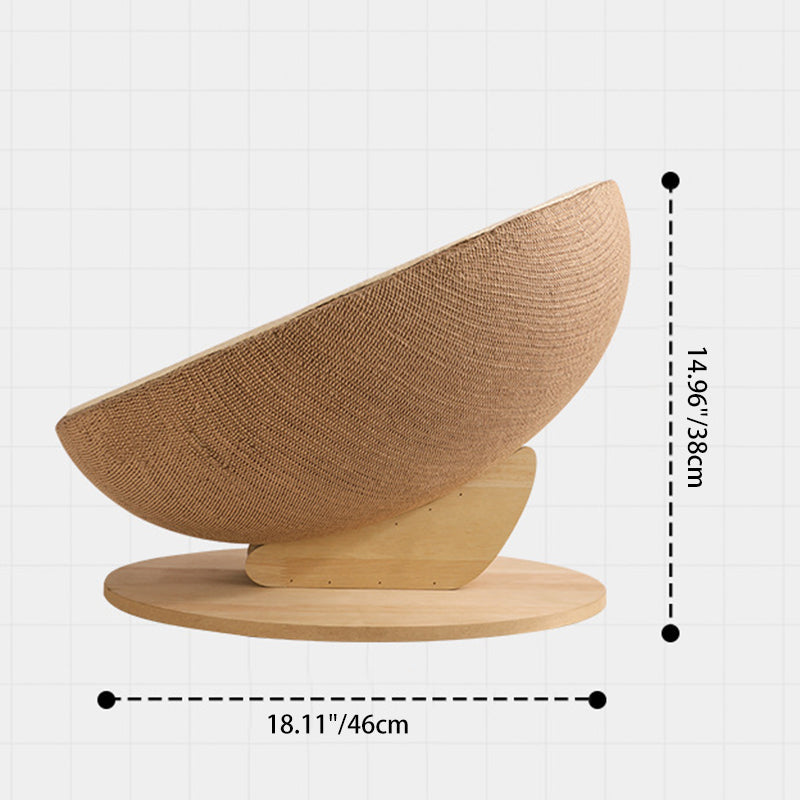 Contemporary Nordic Tilted Round Eggshell Medium Density Fiberboard Hemp Rope Hemp Fabric Cat Bed For Bedroom