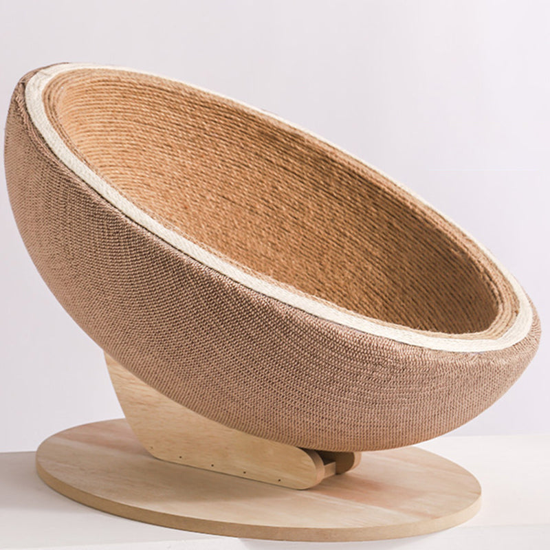 Contemporary Nordic Tilted Round Eggshell Medium Density Fiberboard Hemp Rope Hemp Fabric Cat Bed For Bedroom
