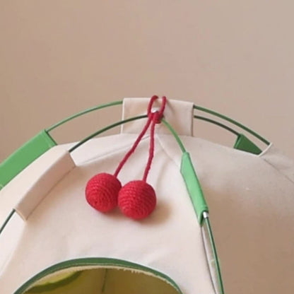 Contemporary Creative Cylindrical Canvas Plush Fabric Hemp Rope Fiberglass Pole Pet Tent Cat Bed For Bedroom